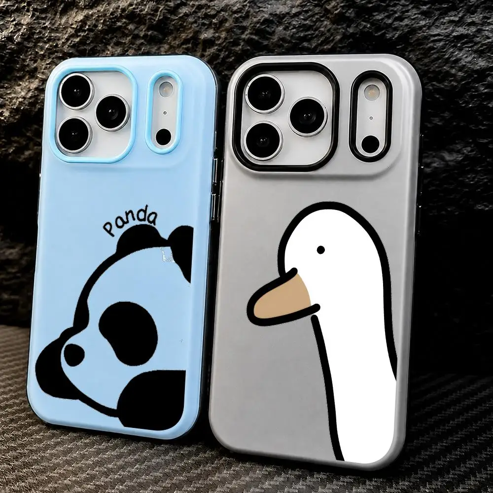 Minimal Panda Duck Phone Case For IPhone 17 16 15 14 13 12 11 Pro Max Plus Mini Case Clear Jelly Shockproof Soft Cover