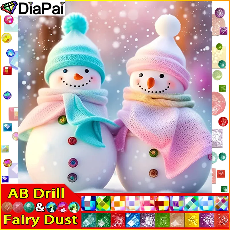 

DIAPAI Fairy Dust AB алмазная живопись полный квадратный/круглый бриллиант "Снеговик шляпа" узор вышивка крестиком 5D горный хрусталь