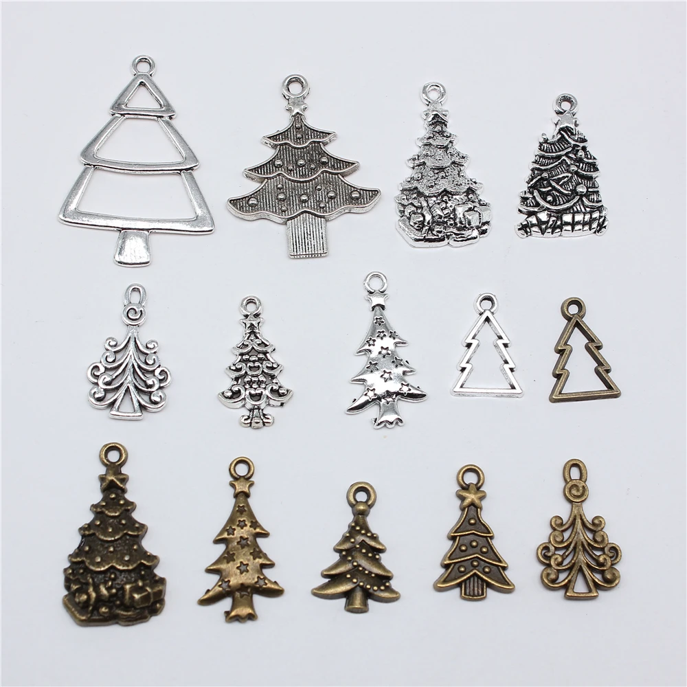 20szt Choinki Charms Antyczny Brąz Srebrny Kolor Zawieszki Robienie DIY Ręcznie robione Rękodzieło