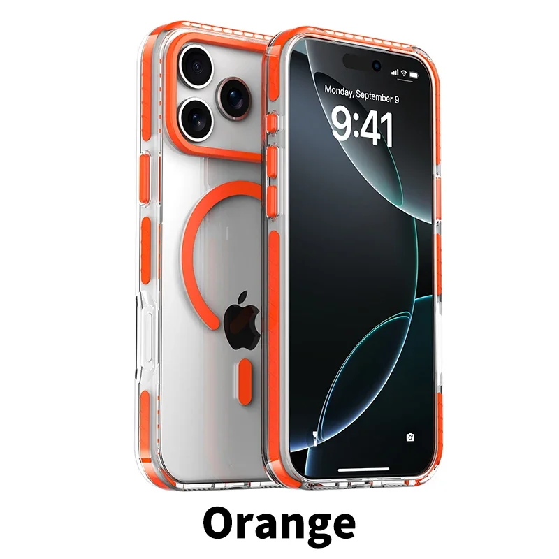 Luxury PE Striped Border HD Phone Case for iPhone 17 Air 16 15 14 Plus 13 12 Pro Max for Magsafe Magnetic Wireless Charge Cover