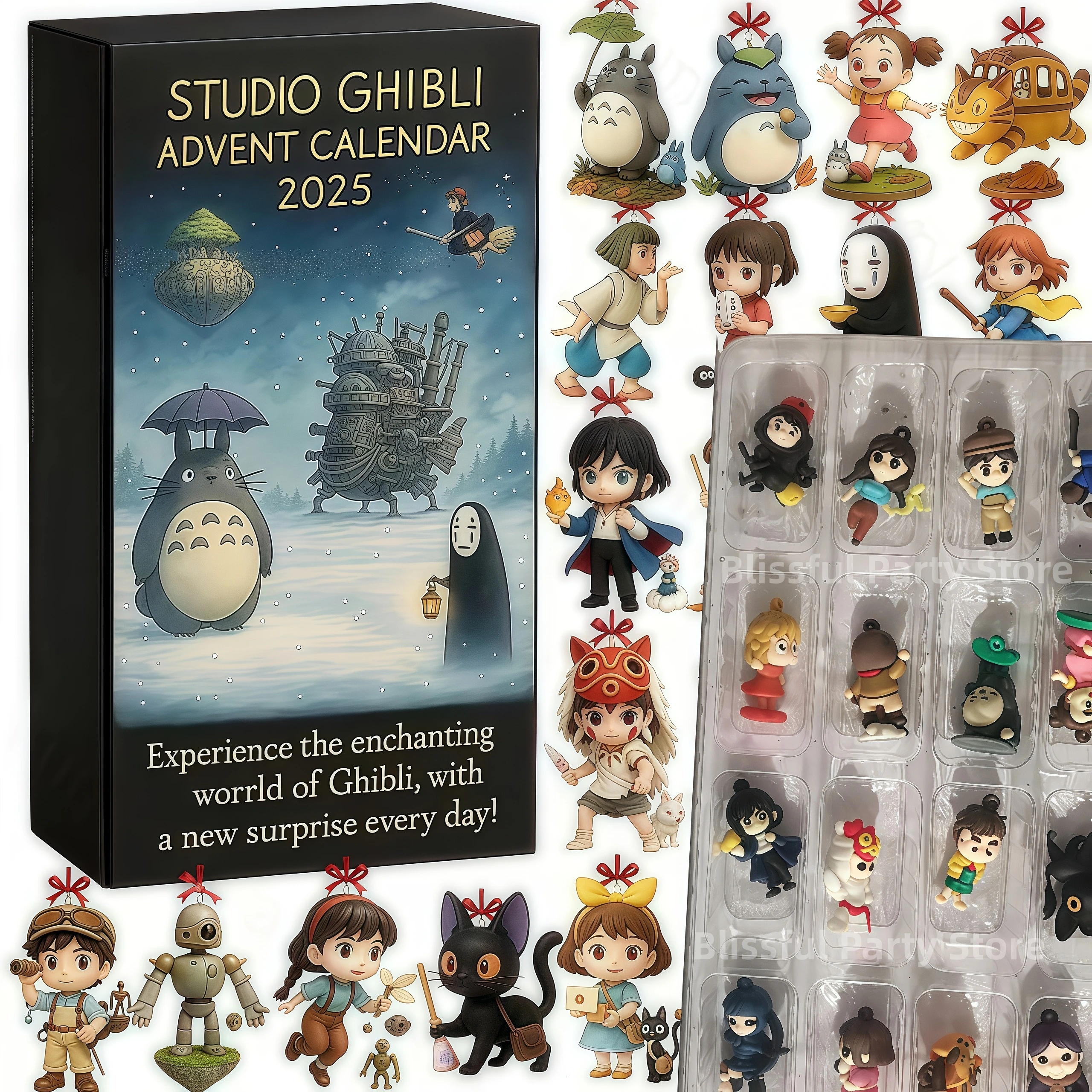 Calendrier de l'Avent de Noël 2025 Figurine de jouet animé 3D Articles à collectionner Animation Totoroed Calendrier pour enfants Cadeaux Décoration de Noël