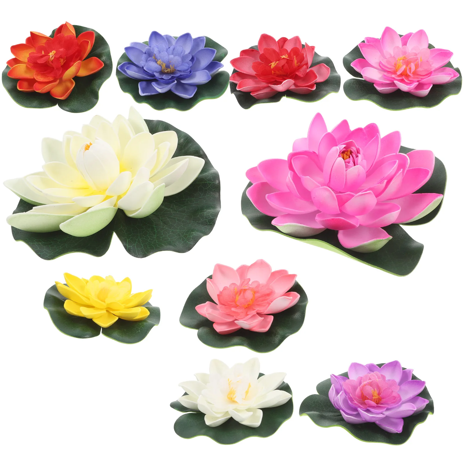 

10pcs Artificial Floating Pool Flowers Water Lilies Plants Eva Material Lightweight Realistic Design for Aquarium Lily