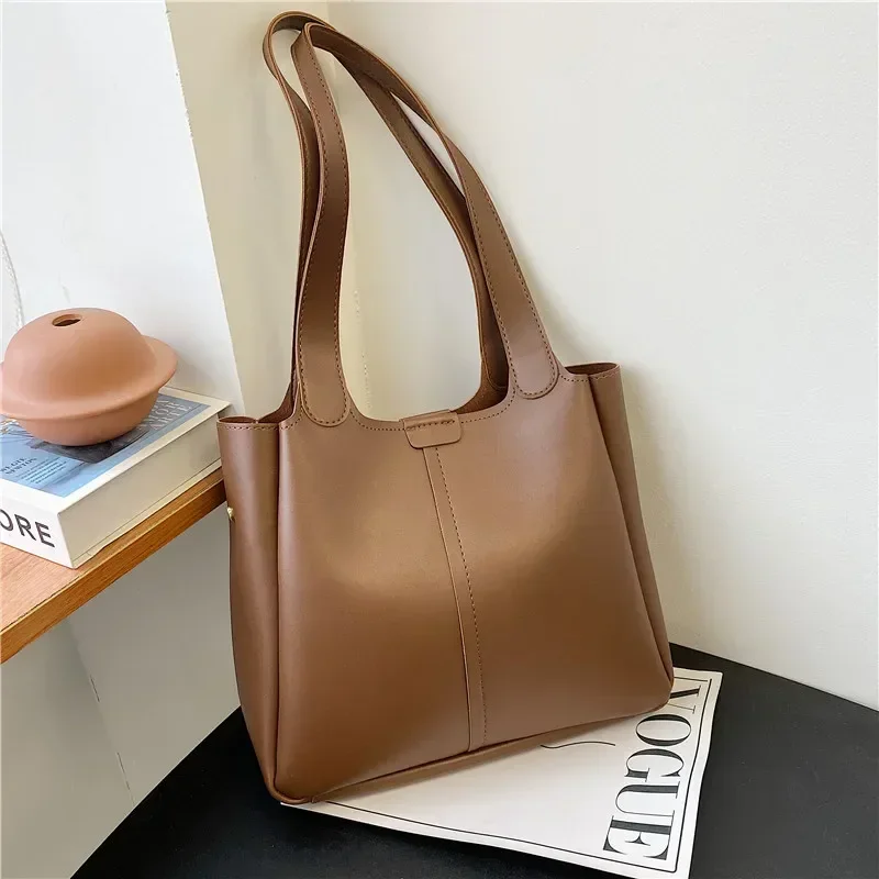 

Women's Large Capacity Tote Bag 2024 New Autumn and Winter Soft Leather Commuting Bag Single Shoulder Handbag Пакет Тотта Sac