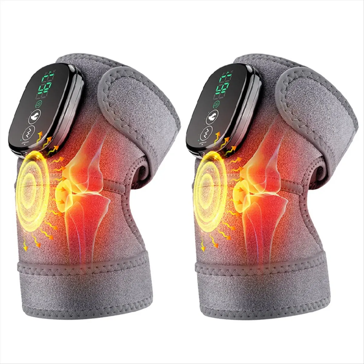 Knee Massager with Heat Cordless Heating Pad for Knee Heated Knee Brace Wrap with Massage for Massager Knees 2 Pack