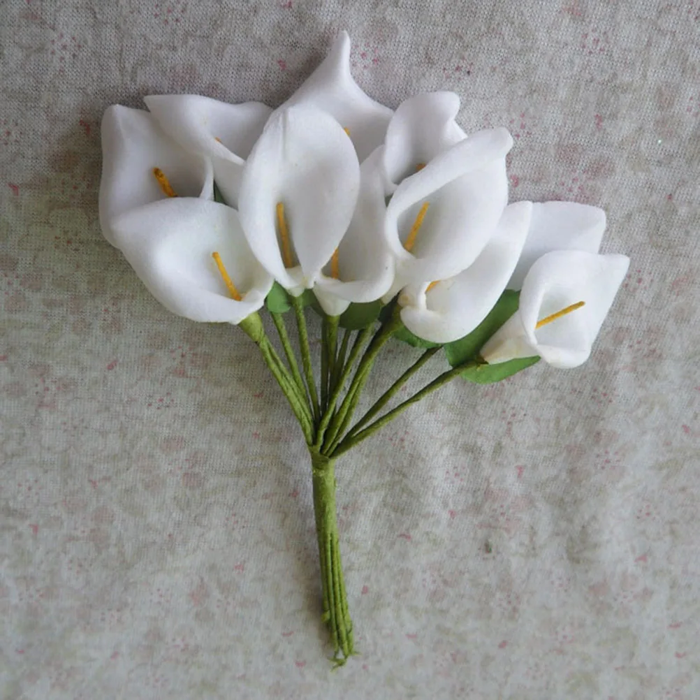 

12Pcs Artificial Calla Lily Flowers for Home Wedding Party Decoration Real Touch White Calla Lily Artificial Flowers