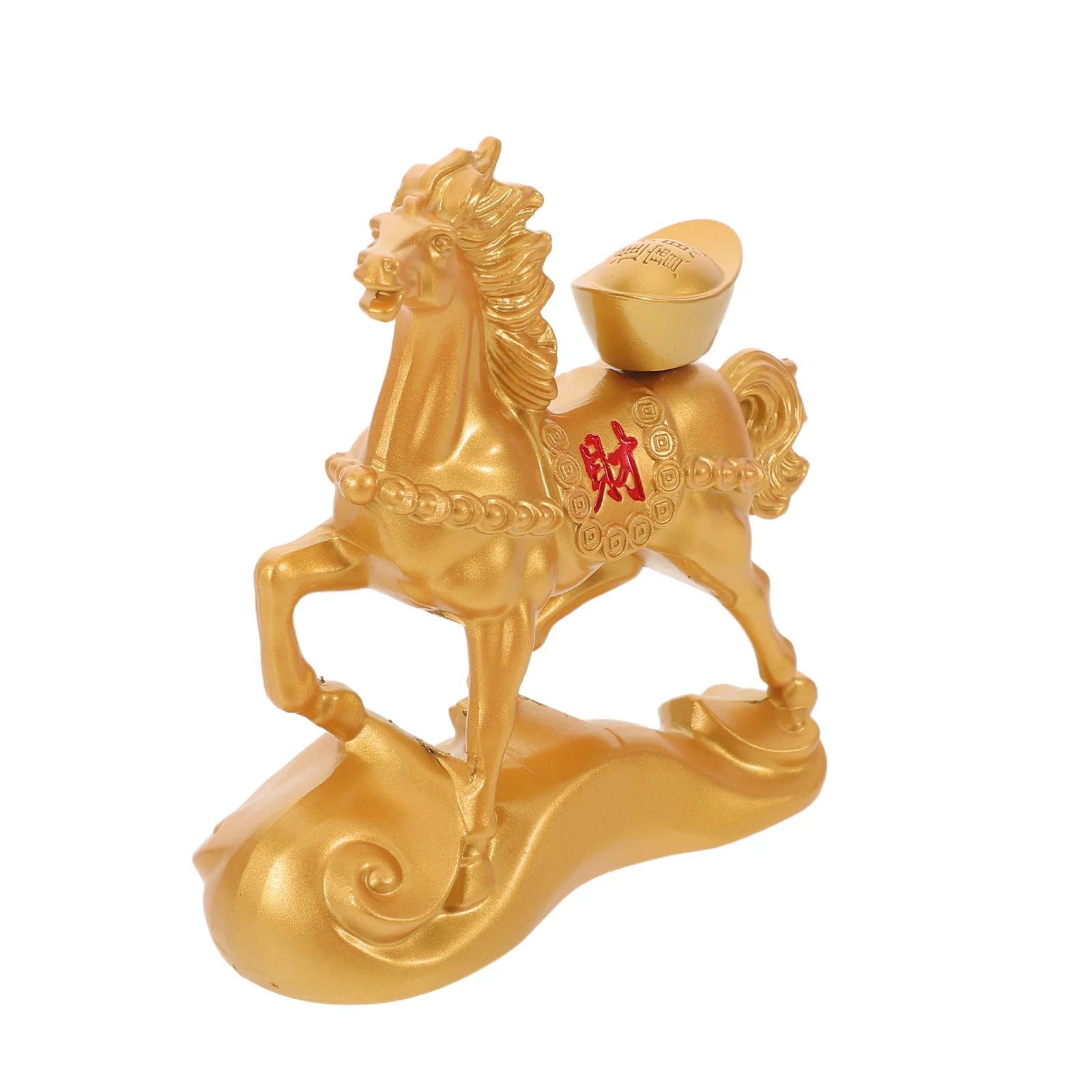 

Wealth Attracting Chinese Zodiac Horse Ornament Golden Ingot Yuan Bao Office Tabletop Statue Lucky New Year Gift