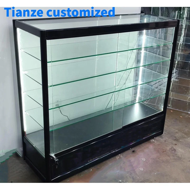 

(Customized) 4ft retail shop display fullaluminium glass display showcase with LED light