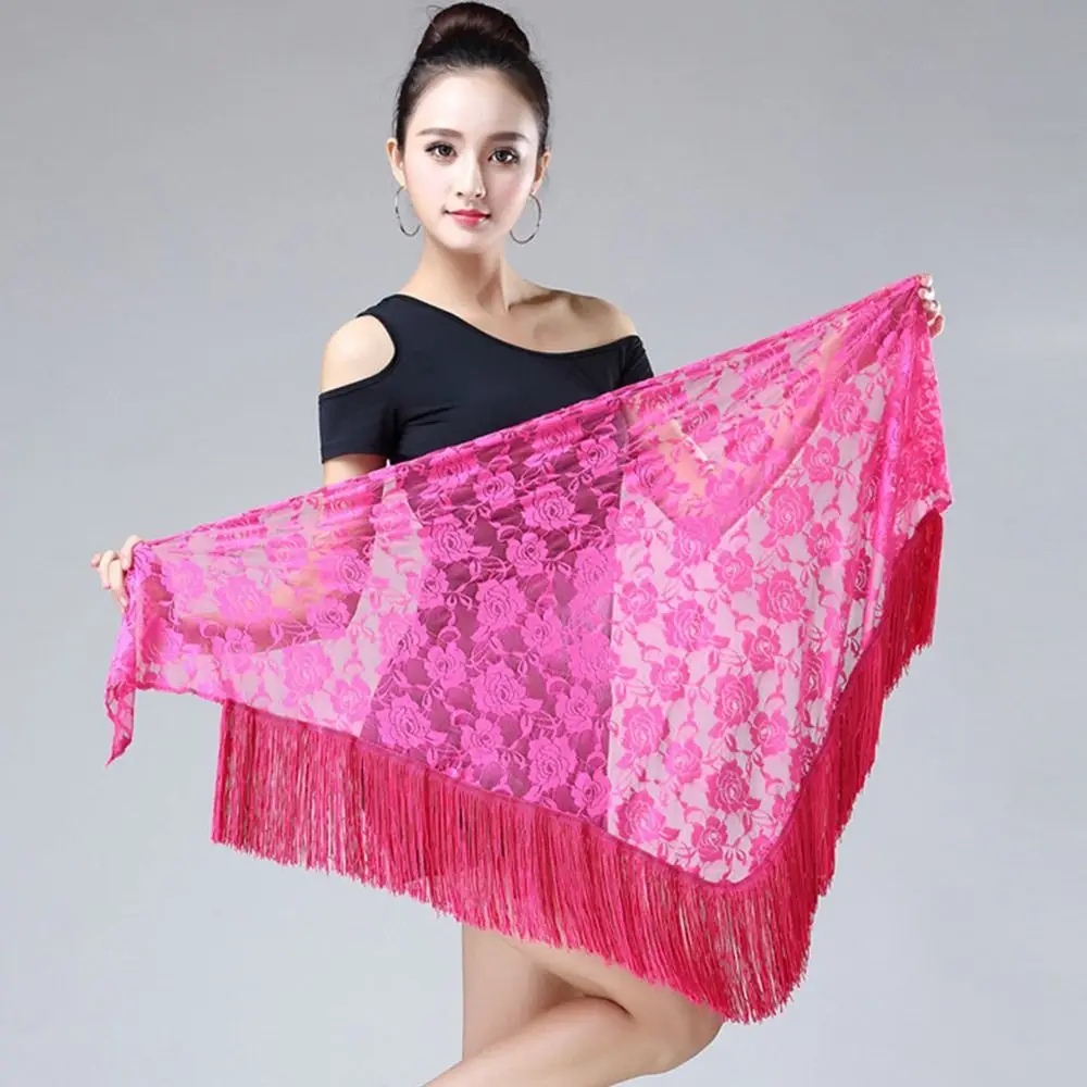 أزياء شرابة الرقص الشرقي وشاح الورك الدانتيل الأسود روز الخصر سلسلة البوهيمي الرقص الشرقي حزام عرض الأزياء #5