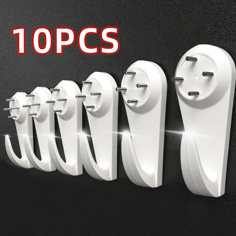 

10pcs Non-mark Small Hole Hook Hanging Picture Painting Seamless Hook Bedroom Home Hanging Wall Decoration Invisible Hook White
