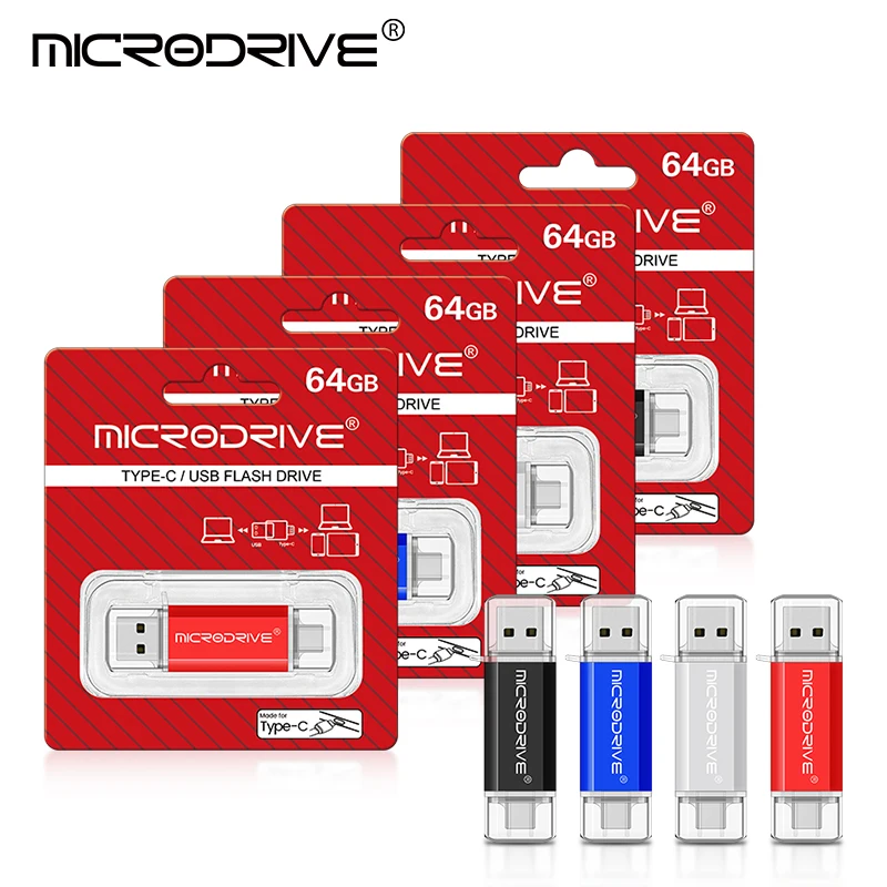 Memoria USB tipo C de metal OTG 64GB 32GB 16GB 128GB pendrive Memory Stick de almacenamiento externo tipo C