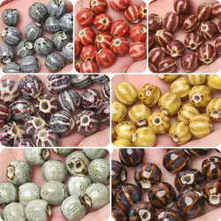 11cm Pumpkin Watermelon Pattern Ceramic Beads Handmade Porcelain Fancy Glaze Porcelain Beads for Jewelry Making DIY Necklace