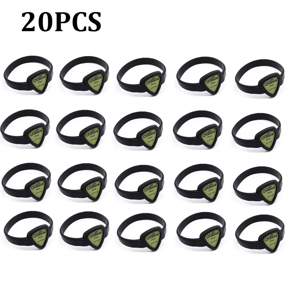 20PCS Guitar Picks Bracelet Picks Wrist Strap Pick Bag Guitar Pick Holder Wristband