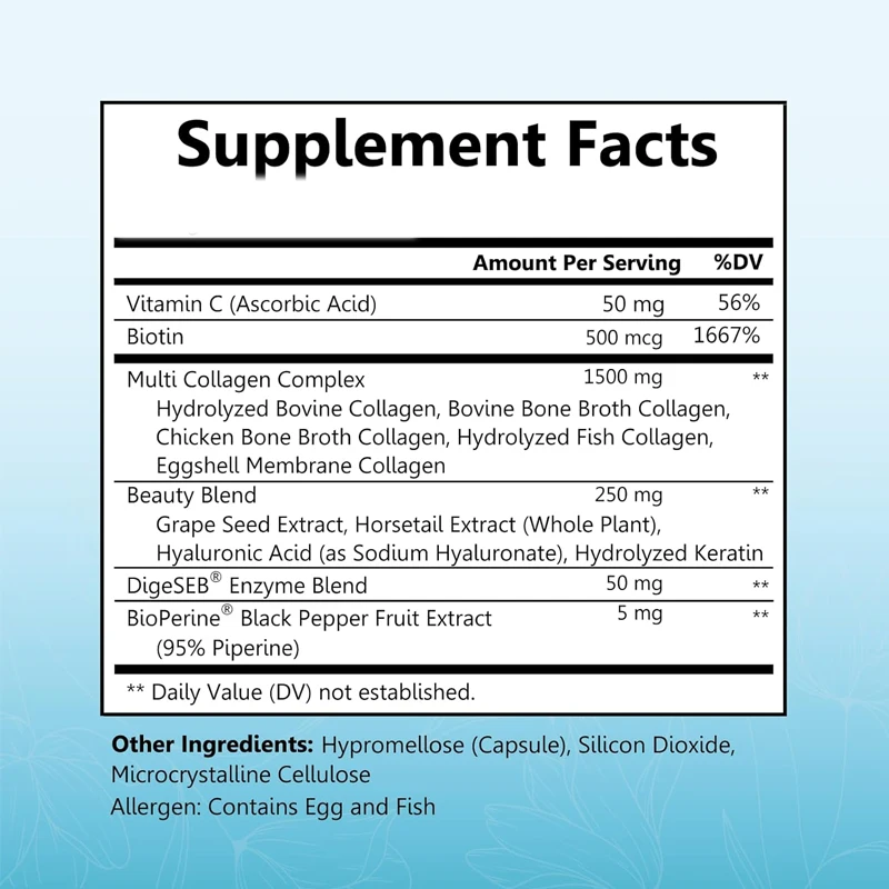 كبسولات الكولاجين النسائية ، I II III V X ، بما في ذلك بروتين فيتامين C ، إنزيم هضم ، بذور العنب للبشرة الصحية ، الشعر ، الأظافر
