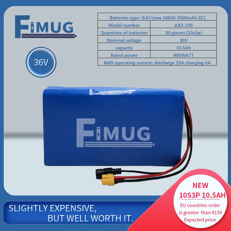 بطارية ليثيوم قابلة لإعادة الشحن 36 فولت 10500 مللي أمبير في الساعة، 10S3P، مناسبة للمنتجات الكهربائية مثل بطاريات السكوتر