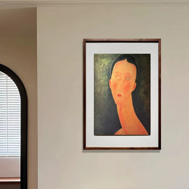%S_ Custom Metal Framed Amedeo Modigliani Portrait Canvas Print Abstract Vintage Wall Art for Home Living Room Bedroom Decor
