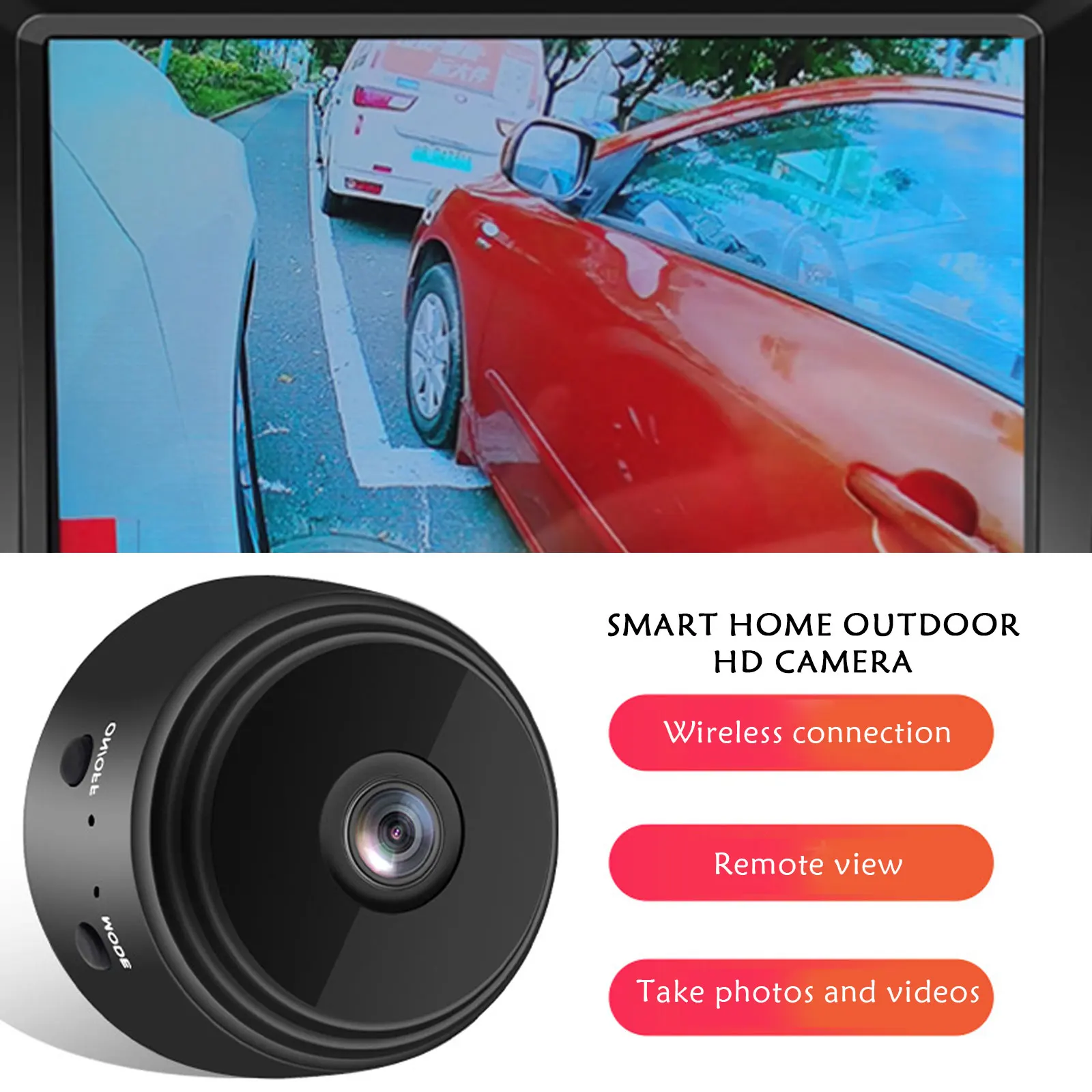 Car Wifi Reversing Camera Portable Wireless Magnetic Trailer Hitch Rear View Camera Homeuse HD Night Vision Monitoring Device