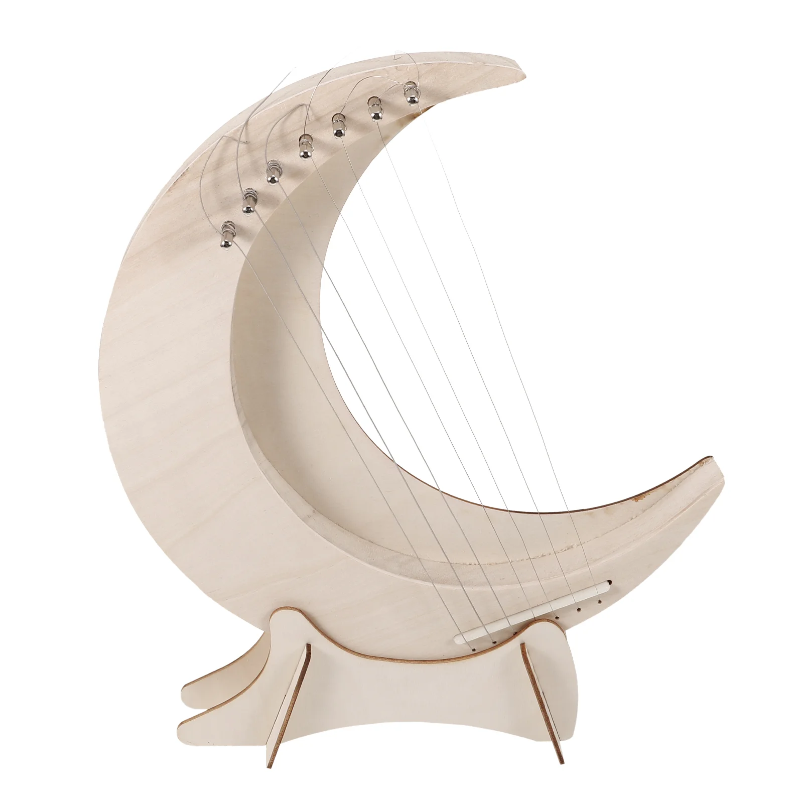 

Harp Beginner DIY Lyre Moon Musical Instrument Learning Small Wooden for Beginners Delicate Portable Child