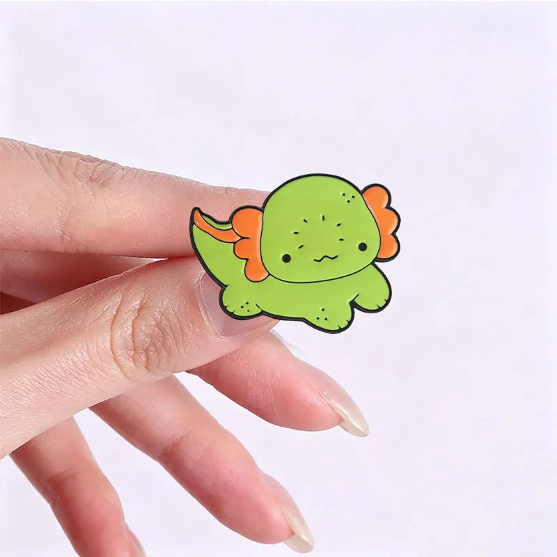 Niedliche Axolotl-Emaille-Abzeichen, bunte Cartoon-Salamander-Früchte-Pins in Rot, Grün, Orange, hübsche Broschen, Anstecknadel-Set, Geschenk für Kinder – Detail 8
