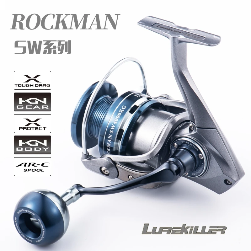 Japan Brand Lurekiller Full Metal Spinning Reel ROCKMAN SW4000XG-10000HG Powerful Alloy Saltwater Fishing Reel 10BB 30KGS Drag