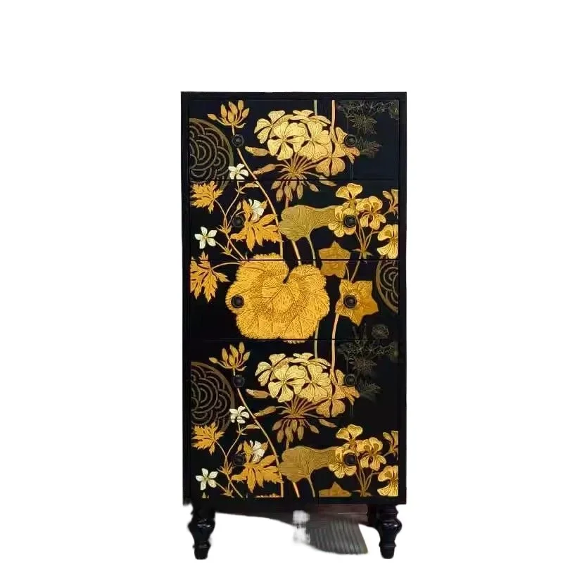 

Retro living room storage cabinet, French medieval chest of drawers, solid wood bedside bedroom storage