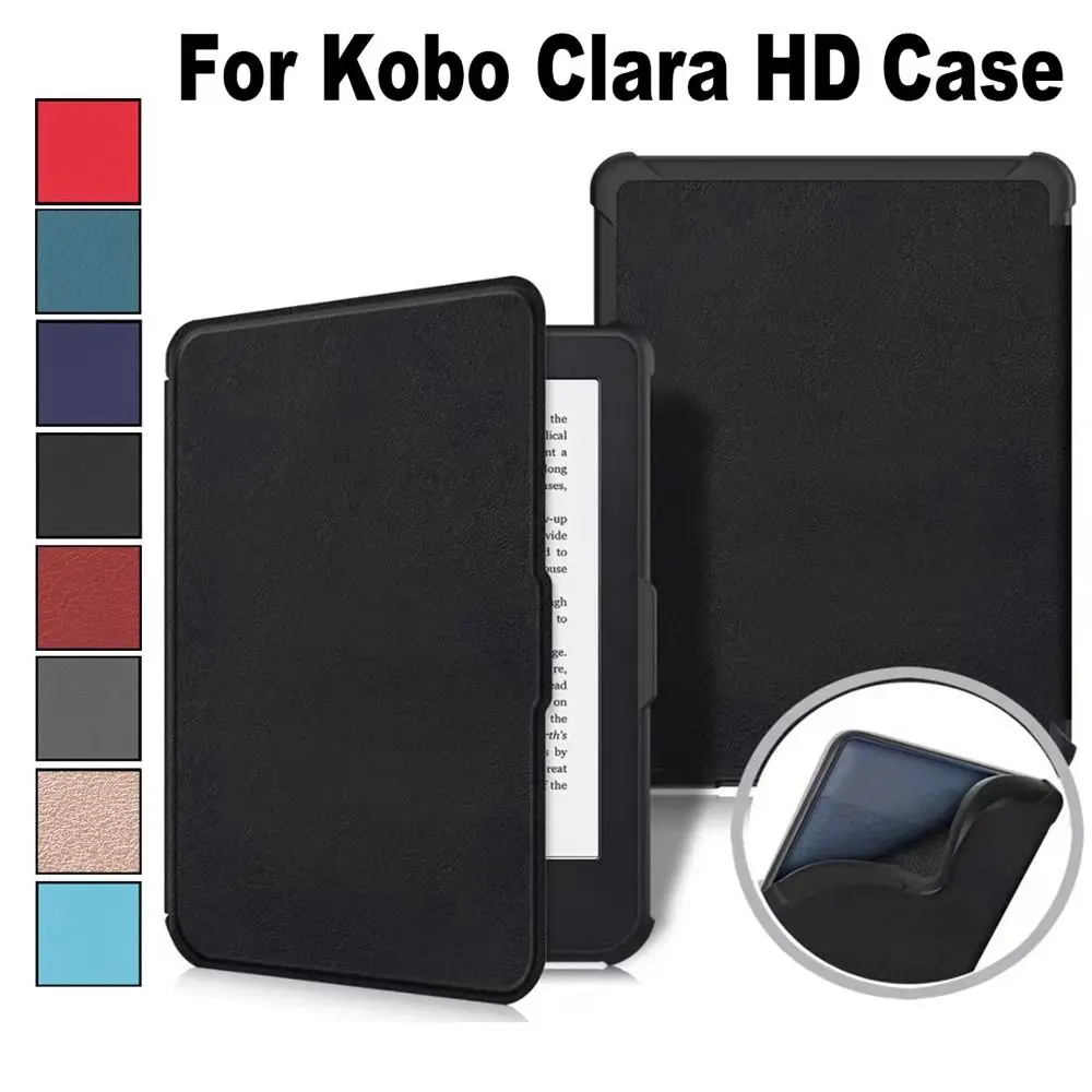 Shockproof 6 inch E-book Reader Case Auto Sleep/Wake Ultra Slim Smart Folio Cover Soft PU Leather for KoBo Clara HD 2018