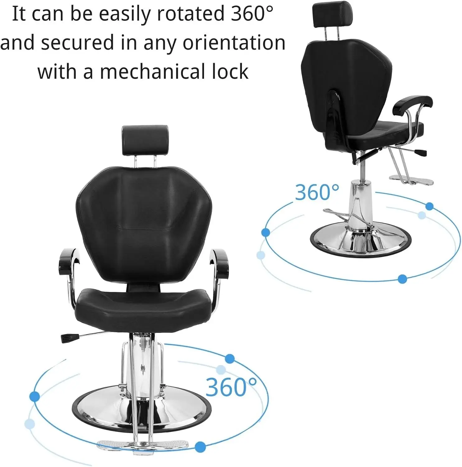 Winado-Heavy Duty Cadeira reclinável para Barbearia, Styling Salon Chair com encosto de cabeça e apoio para os pés, 360 graus giratória, Hei