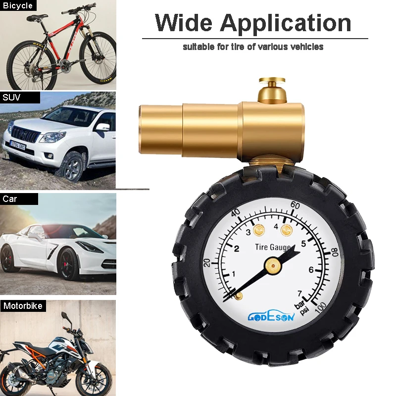 ATsafepro Tire Pressure Gauge160PSI 30 PSI Thick Valve Schrader Low Bicycle Tyre Gauge Mountain Bikes Mtb Road Car Accessories