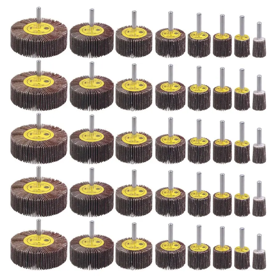 

Pack 1 4 Abrasive Flap Wheel Sander Set, 80 Grit Aluminum Oxide Flap Wheels Cylindrical Shape Sanding Wheel, 8 Sizes