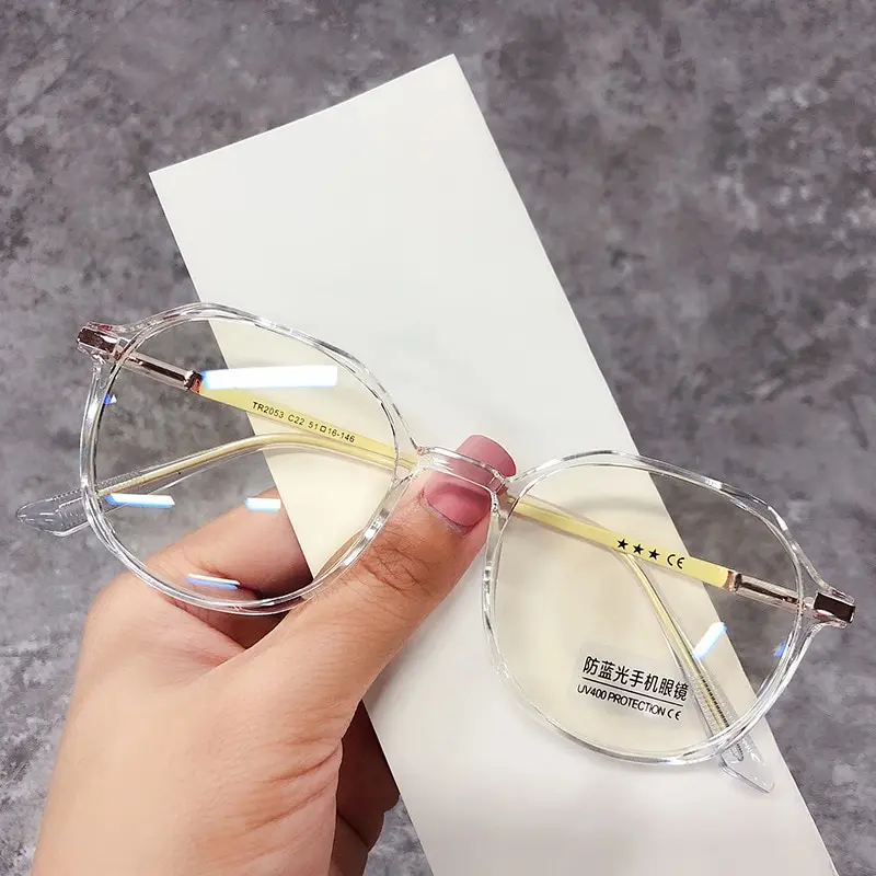 Transparent Computer Glasses Frame Women And Men Anti Blue Light Round Glasses Blackout Glasses Optical Glasses Lenses