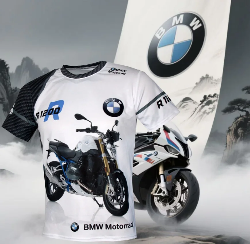 

2025 Summer BMW R1200R Motorcycle Men's Quick Dry T-Shirt Cycling Suit Racing Suit Short Sleeve Casual Breathable Fashion Y2K