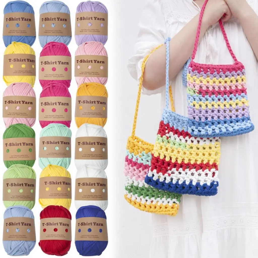 6Pcs Knitting Yarn Rugs Blanket Cushion T-shirt Yarn Crafts Fabric Cloth Yarn