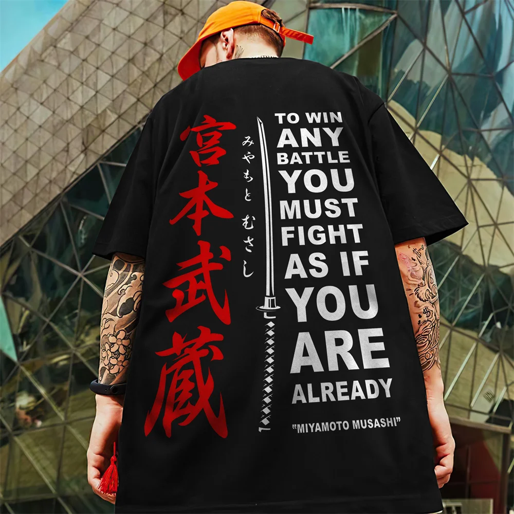 Retro Men's T-Shirt 3d Bushido Printed Short Sleeve T-Shirt For Men Street Trend Man Clothes Oversized Loose Tees Hip-Hop Tops