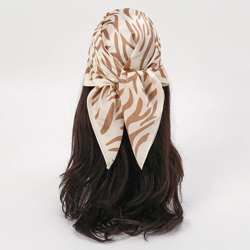 70*70cm Women's Silk Scarf Luxury Headscarf Horse Neck Ties Luxury Leopard Handerchief Female Summer Hijab Bufanda Bag Ribbions image 6