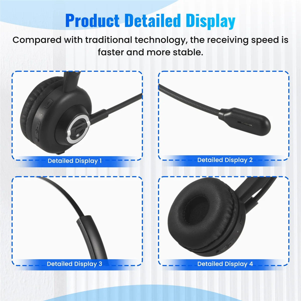 سماعات بلوتوث T35C مع ميكروفون، سماعة رأس لاسلكية على الأذن، سماعة رأس للكمبيوتر الشخصي المانعة للضوضاء للهواتف المحمولة والكمبيوتر اللوحي