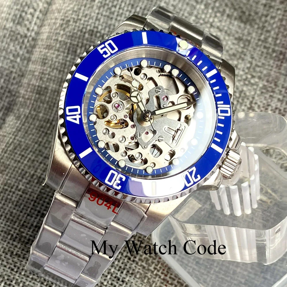 S NH70 Diver Mechanical Men Watches 40mm Steel 20bar Waterproof Business Clock Skeleton Hollow Dial Slide Glide Lock Steel Band