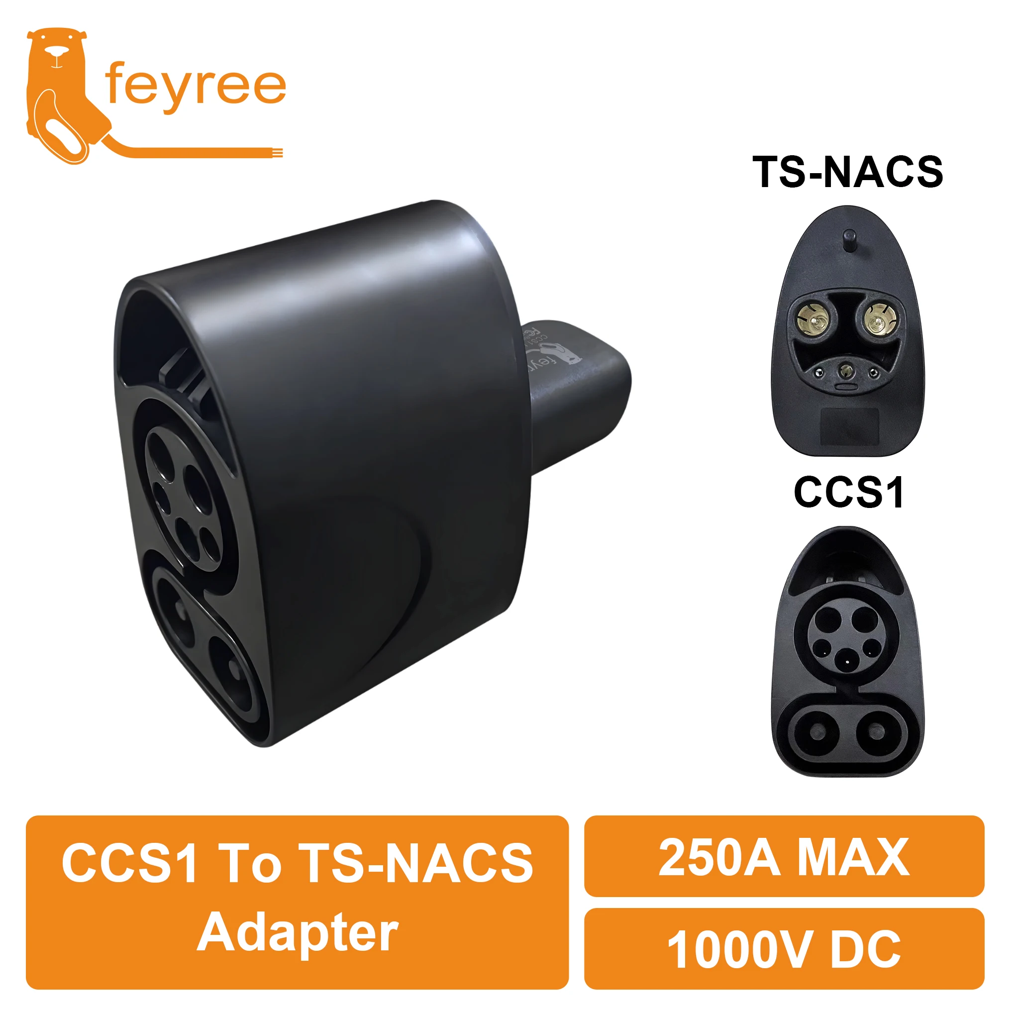 

feyree CCS1 to TS-NACS Adapter 250A DC Fit for Tesla Model 3/X/Y With TS-NACS Charging Port Support CCS1 Charger