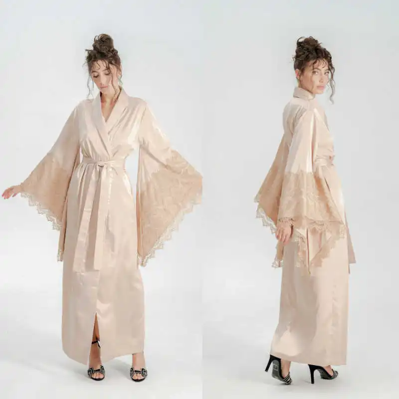 Graceful Womens Pajamas Appliques Robes Bridesmaid Bride Robes Wedding Long Robe Bathrobe plus size customized