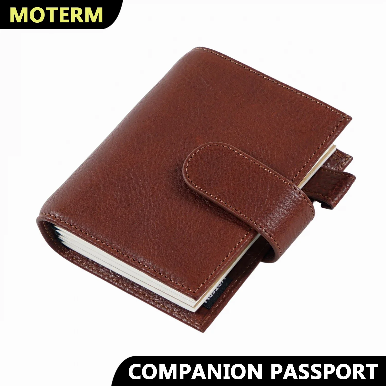 Moterm Full Grain ผักกระป๋องหนัง Companion Travel Journal หนังสือเดินทางขนาดโน้ตบุ๊คของแท้ Cowhide Organizer Diary