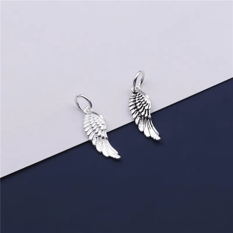 3pcs/lot Sterling Silver 925 Angel Feather Pendant Suitable for All Kinds DIY Bracelet Necklace Anklet Earrings Making Jewelry