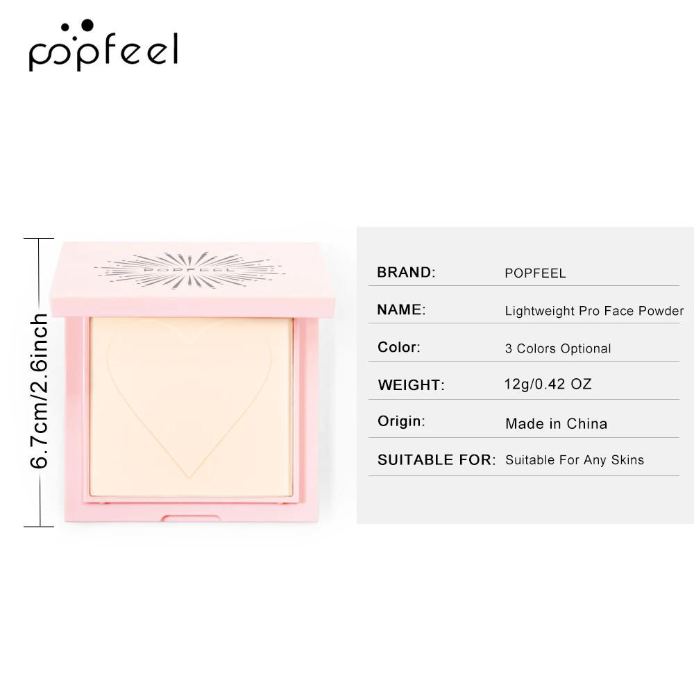 POPFEEL Face Setting Powder Compact - Waterdichte oliecontrole, ultrafijne textuur voor een lichtgewicht vlekkeloze afwerking, EasyTouch-Ups