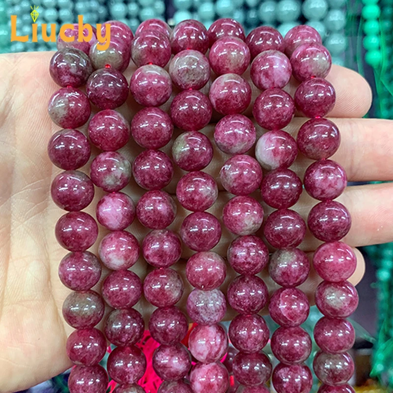 خواتم الحجر الطبيعي البطيخ التورمالين اليشم السلس الخرز لصنع المجوهرات DIY بها بنفسك هدية أساور قلادة 15 "ستراند 4/6/8/10 مللي متر