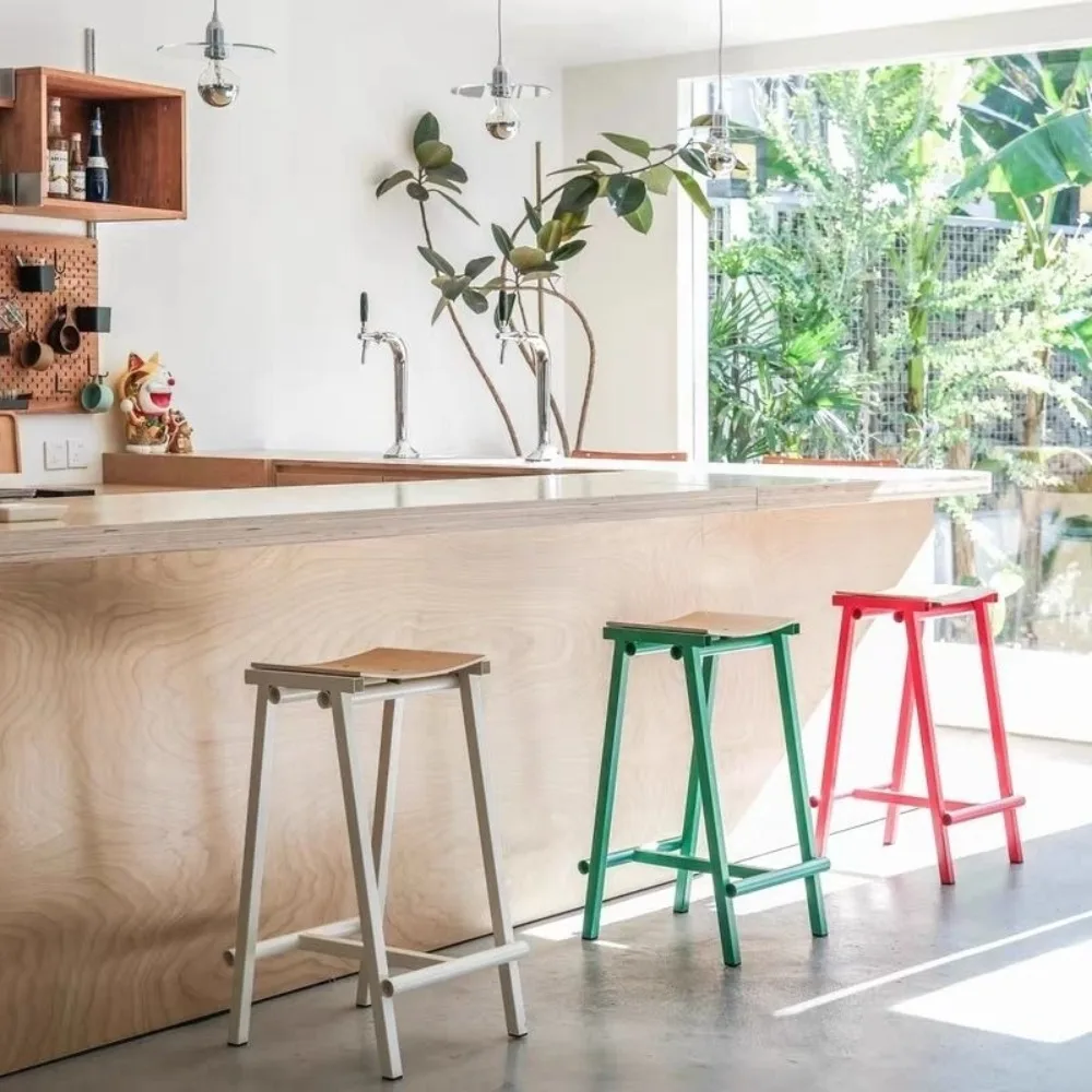 Nordic Colorful Bar Chairs for Kitchen 65/75cm High Stable Load-bearing Modern Luxury High Kitchen Stools Sturdy Bar Furniture