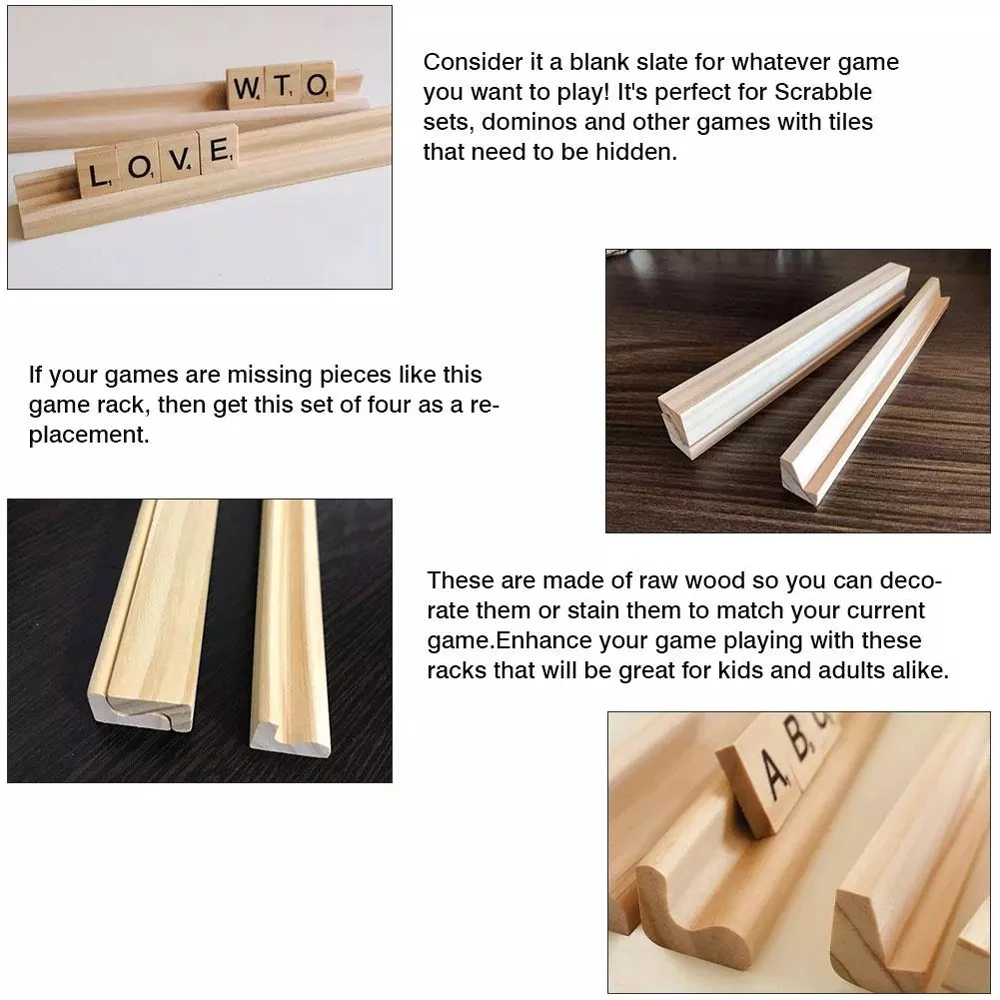 for Kids Professional Player 4 Racks Wooden Mahjong Wood Domino Racks Domino Holders Mexican train Domino Trays Holders