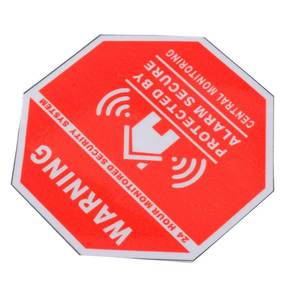 Red Security Alarm Sticker Tool Anti Theft Waterproof Warning Signs Decals Accessories 10cm*10cm Safety System Stickers