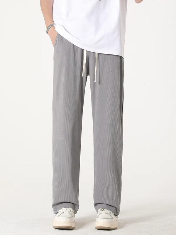 

Летние тонкие быстросохнущие спортивные брюки из ледяного шелка прямого кроя, повседневные брюки для пар, удобные, с эластичным поясом