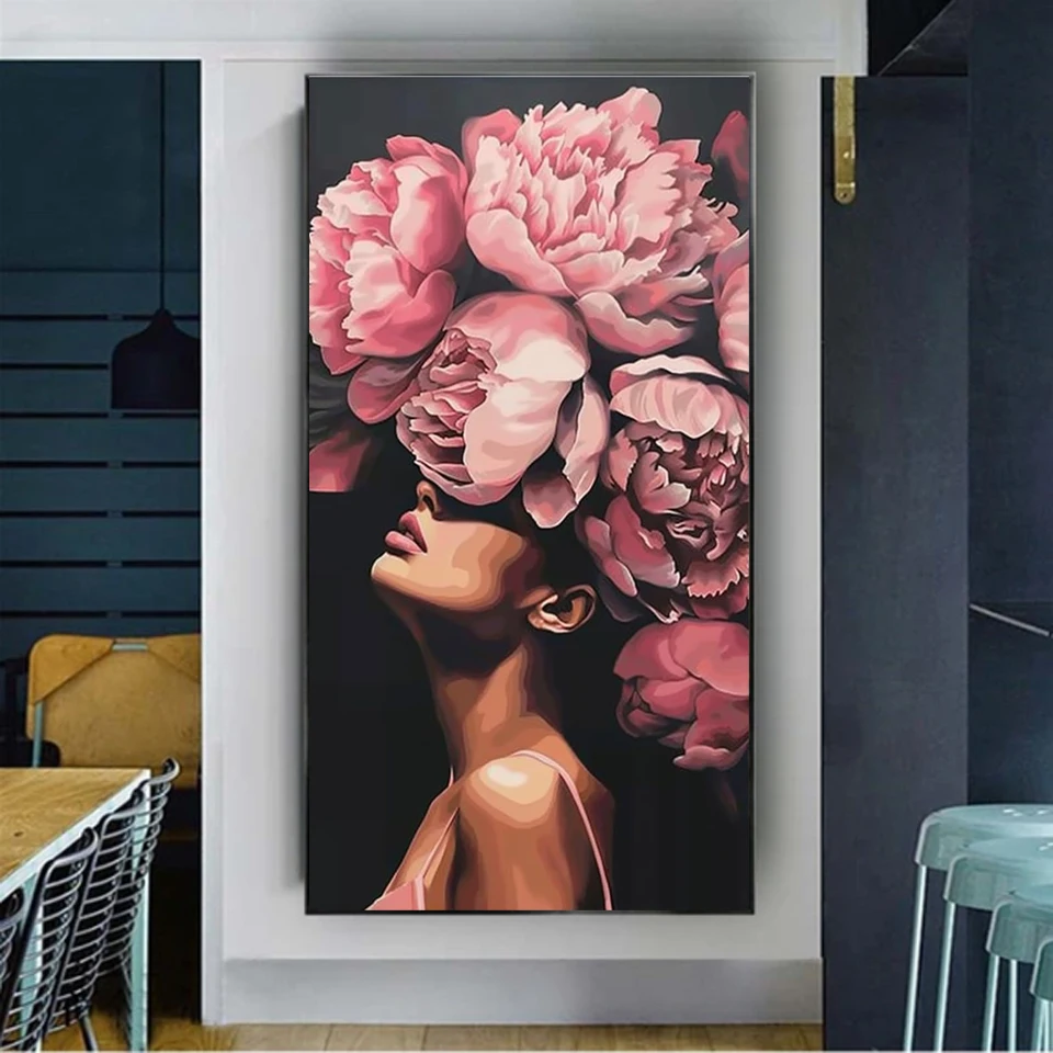 Diamond Painting New 2025 Gold Woman Flowers Picture Of Rhinestone DIY 5D Embroidery Goddess of Rose Diamond Mosaic Large Art