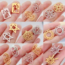 3Pcs Star Moon Charms Stainless Steel Pentagram/Astral/Cloud/Crescent Kitten/Sun Pendant DIY for Earring Bracelet Jewelry Making