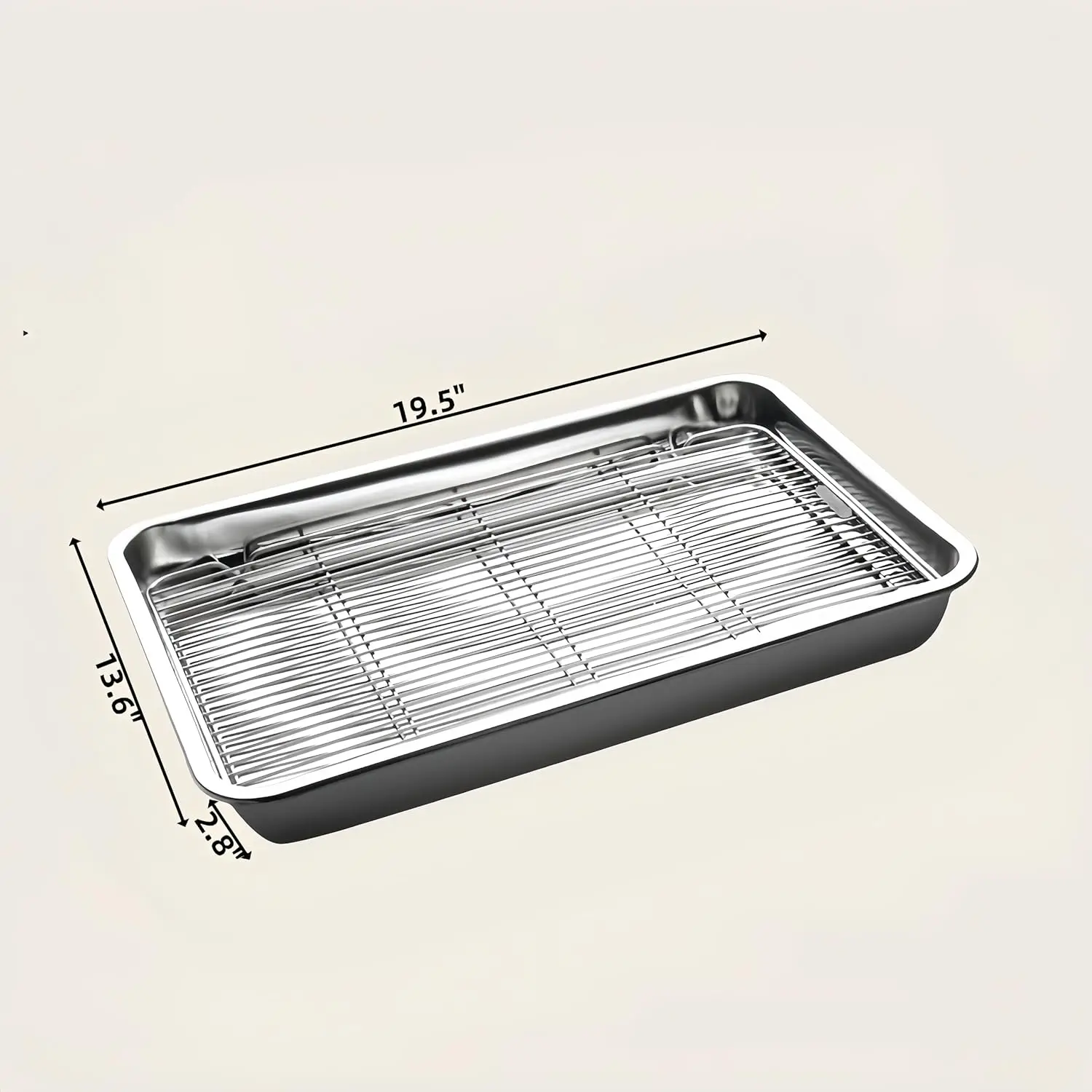 Roasting Pan Heavy Duty Stainless steel Turkey Pans for Oven,Toaster Oven Tray Pans with cooling rack