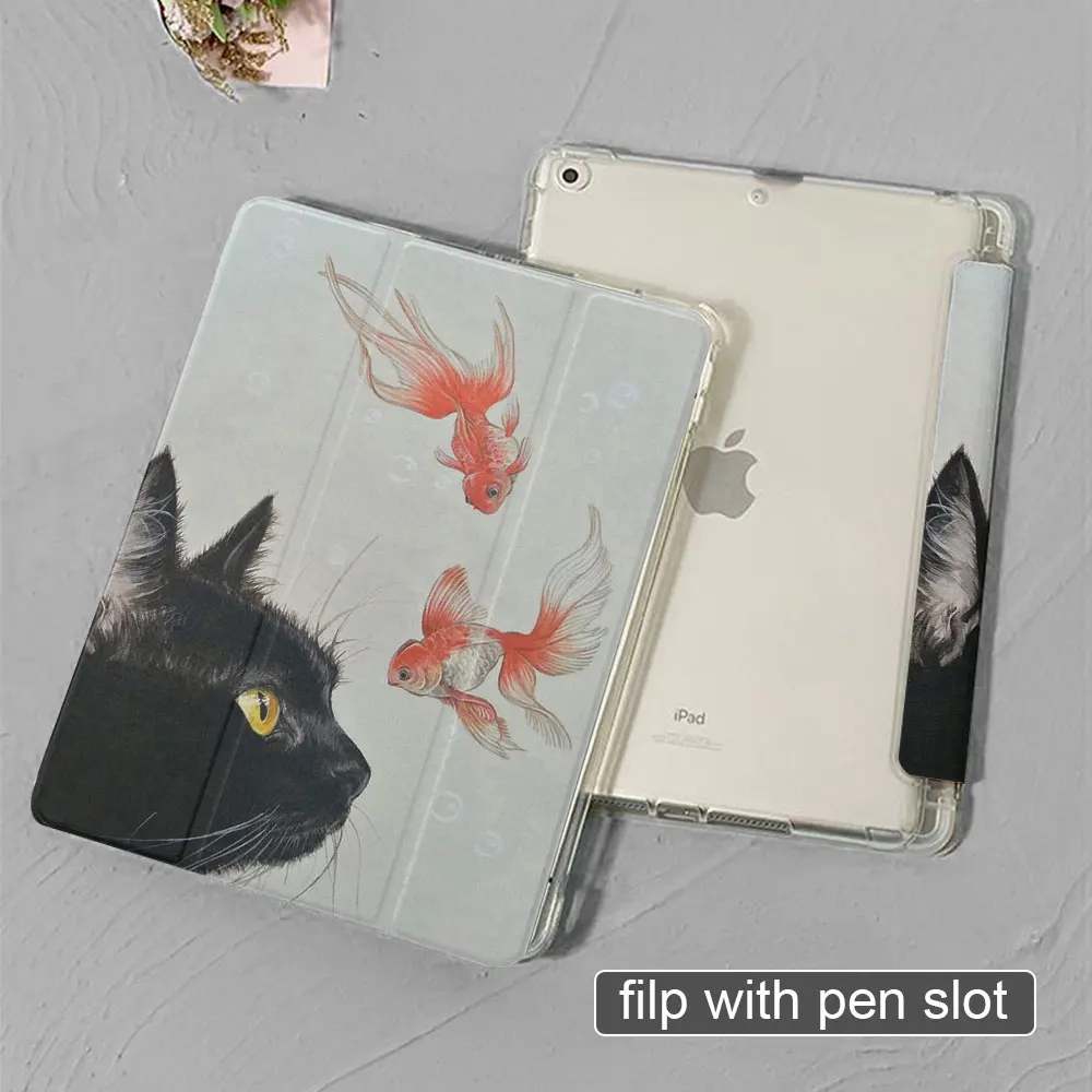 ipad Case 10.2-inch tri-fold airbag anti-drop soft case mini5 with pen slot clamshell 2022Pro11TPU leather case