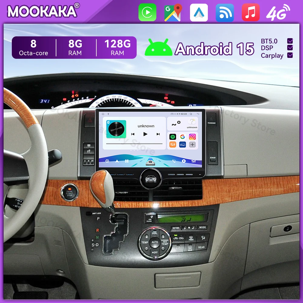 11.5'' Carplay Single knob Android Auto audio For Toyota Previa 2006 Multimedia Navigation Stereo Receiver player Head Unit
